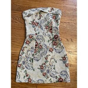 Edikted Floral Tapestry Lace Up Mini Homecoming 
Dress NWT